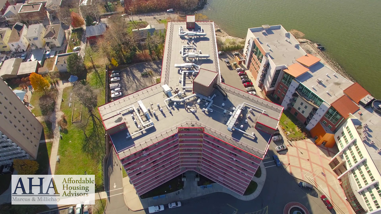 Bayonne, NJ apartment complex exterior from above