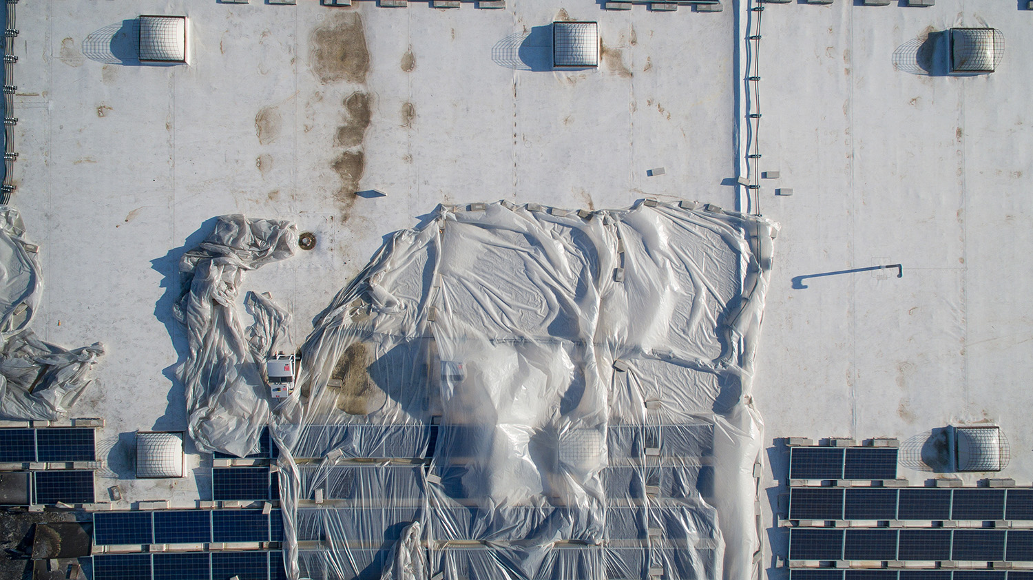 Burned solar modules and racking recorded for the inspection report