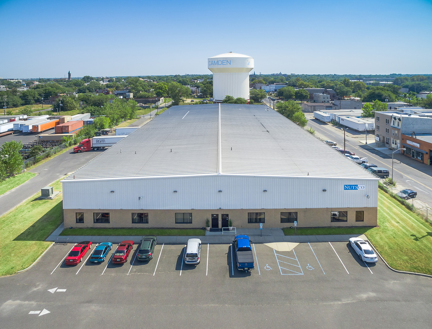 Aerial of the Nutsco facility and truck parking in Camden, NJ