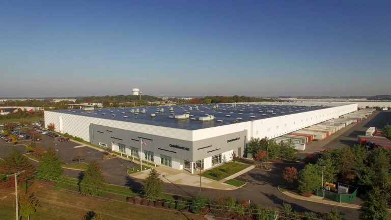 Aerial view of a commercial warehouse property in New Jersey