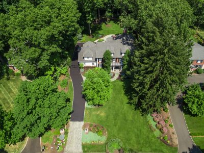 Drone photo of a luxury residence, Chatham, NJ