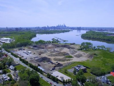 Aerial drone video still — River Front LLC - Camden, NJ Development Site — Sky View Pros NJ
